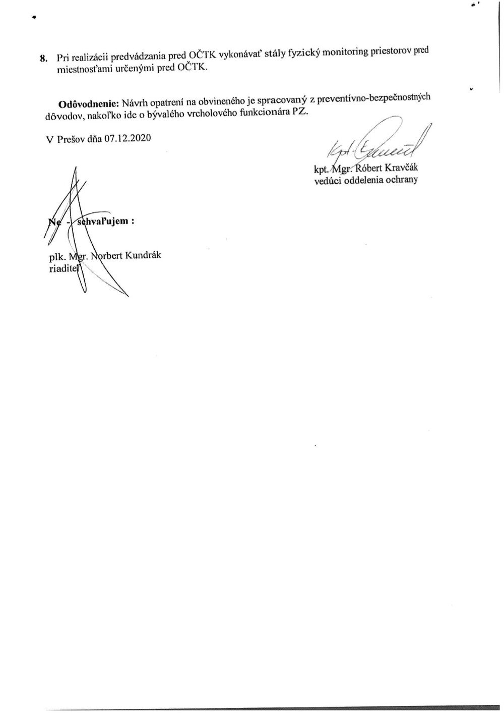 Návrh na prijatie bezpečnostných opatrení 2