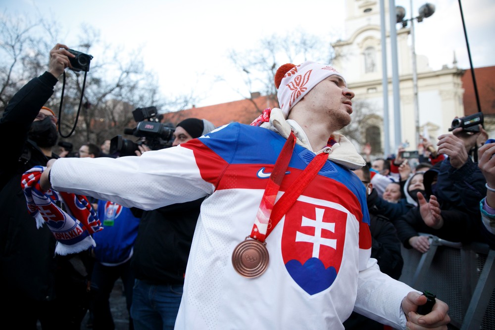 Oslavy hokejistov na Námestí SNP