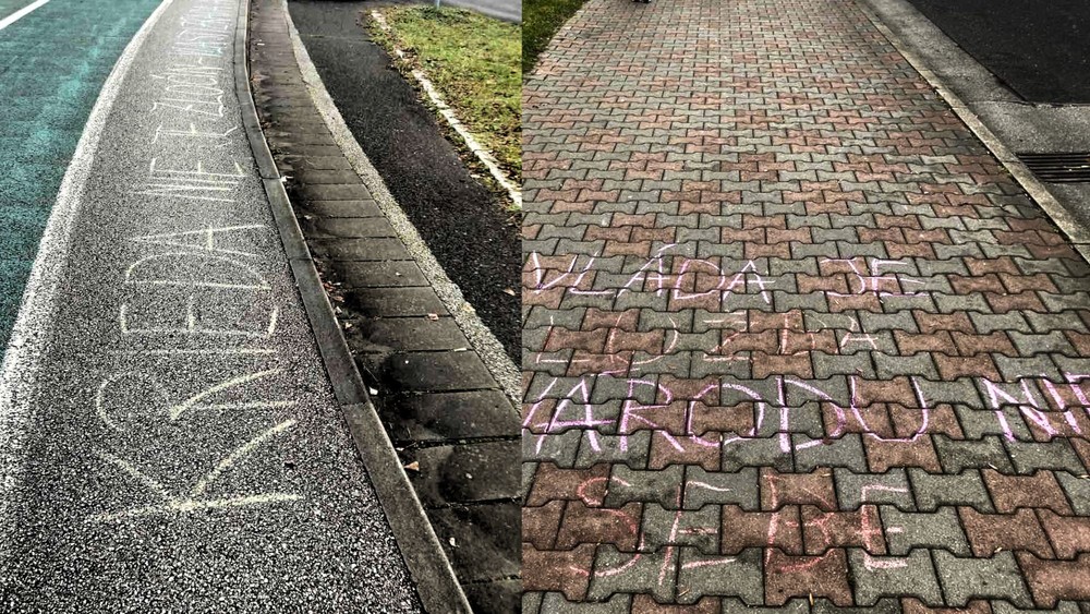 Premiéra Roberta Fica v Poprade čakali kriedové nápisy