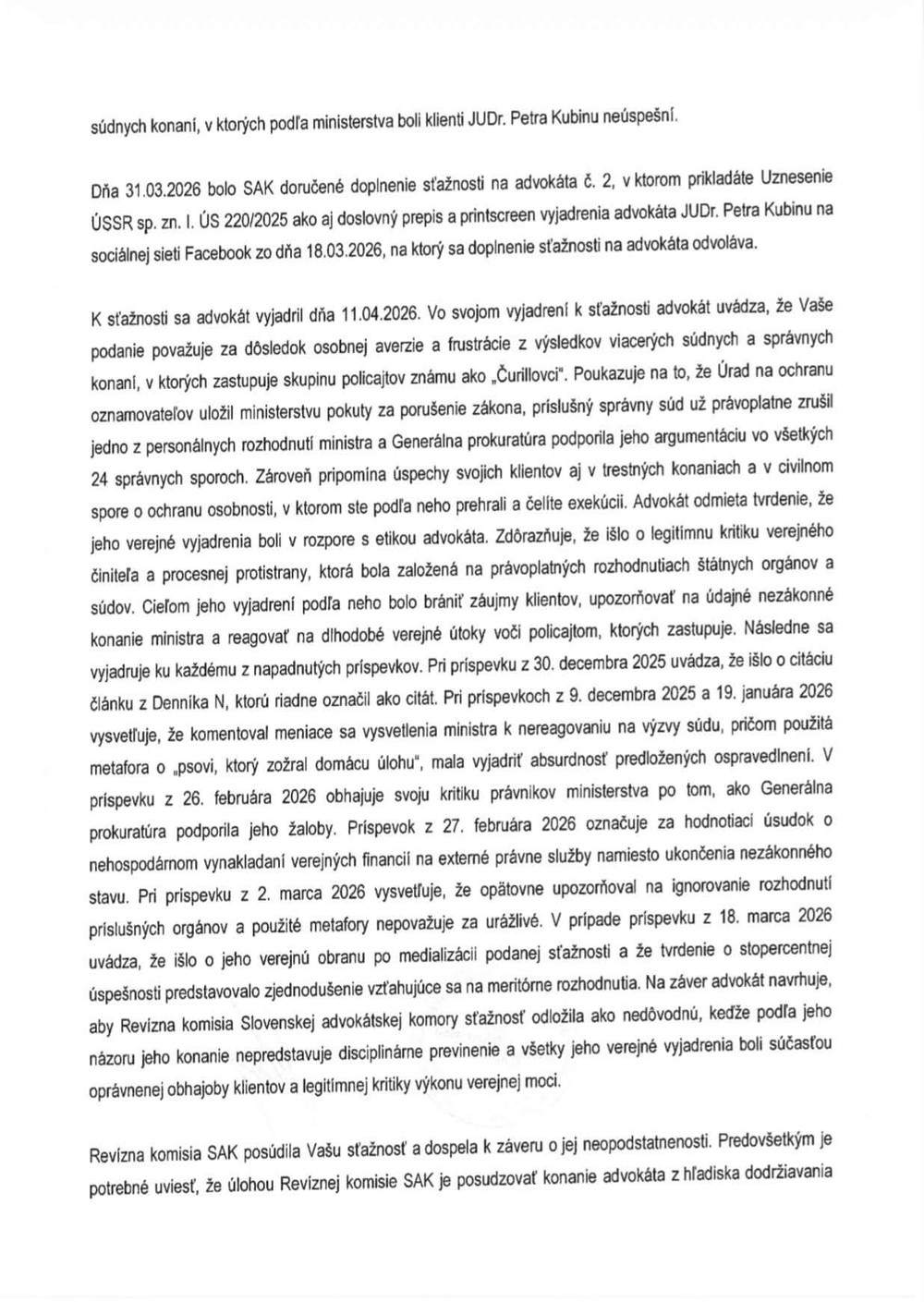 Šutaj Eštok neuspel s disciplinárnym návrhom na advokáta Kubinu
