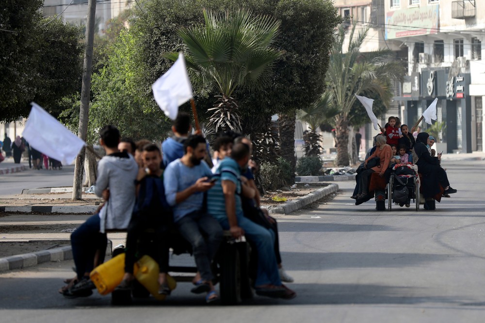 Izrael Palestínčania Hamas Gaza armáda útoky civilisti útek vojna (3)