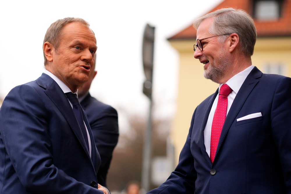 Summit premiérov V4 v Prahe (7) Donald Tusk Petr Fiala