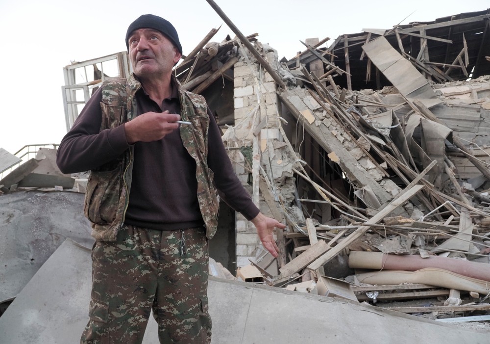 Ruiny domov počas konfliktu o Náhorný Karabach