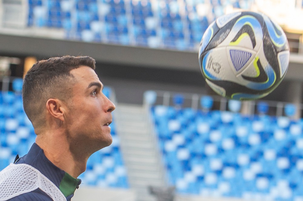 Cristiano Ronaldo počas tréningu Portugalska pred piatkovým zápasom kvalifikácie ME 2024 Slovensko - Portugalsko.