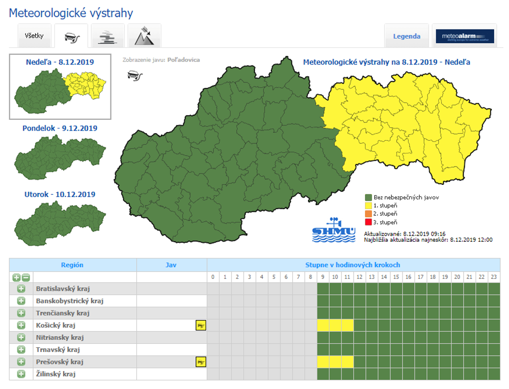 V týchto okresoch hrozia poľadovice a hmly