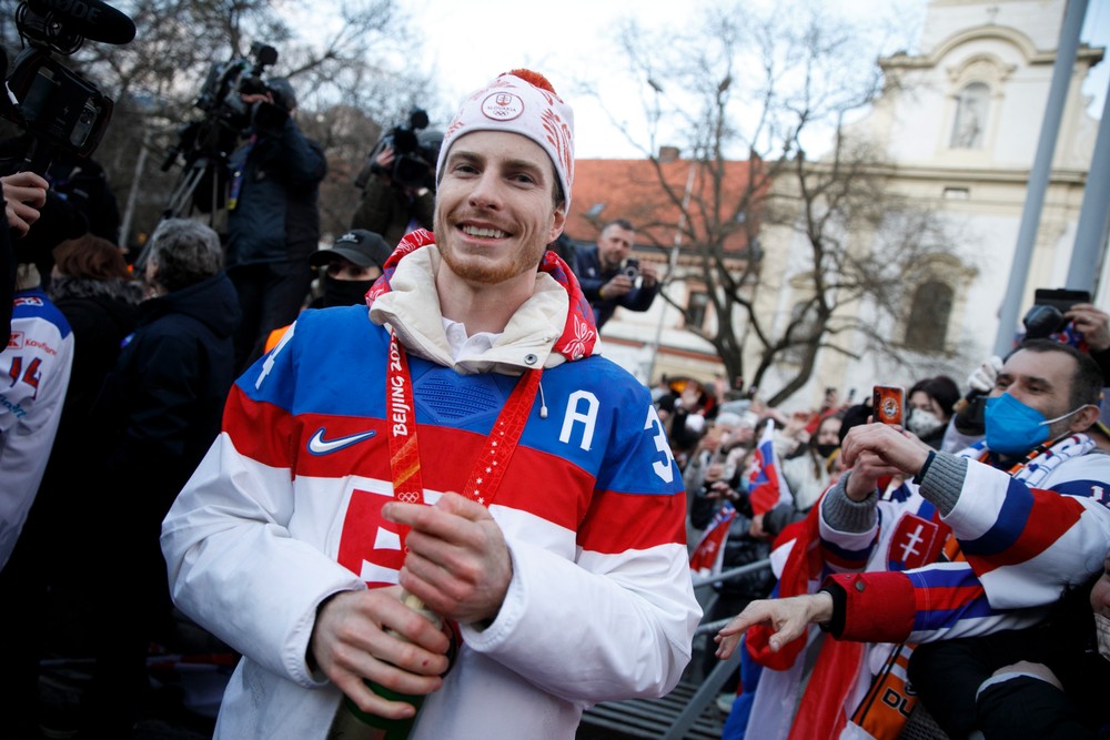 Oslavy hokejistov na Námestí SNP