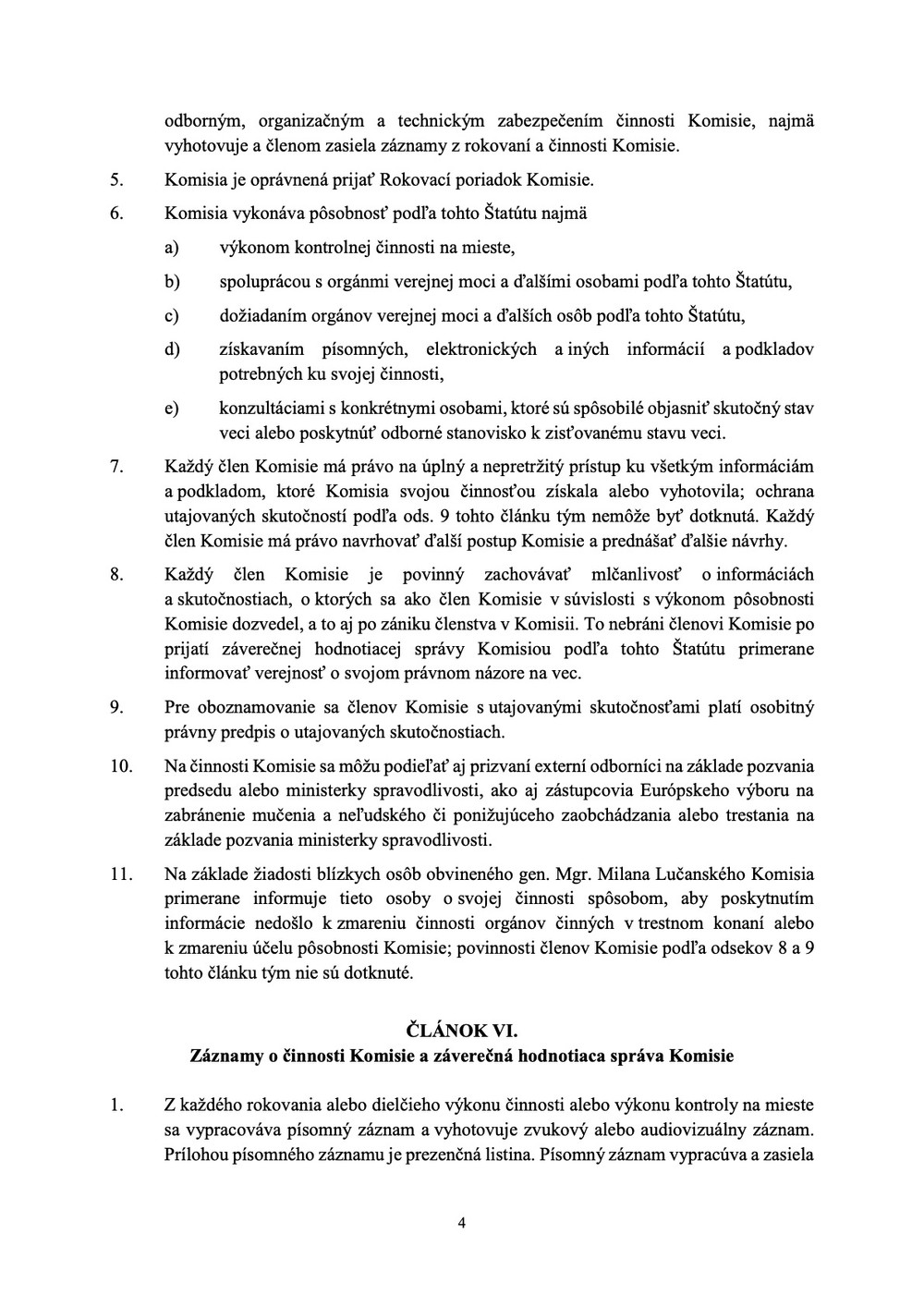 Štatút komisie 4