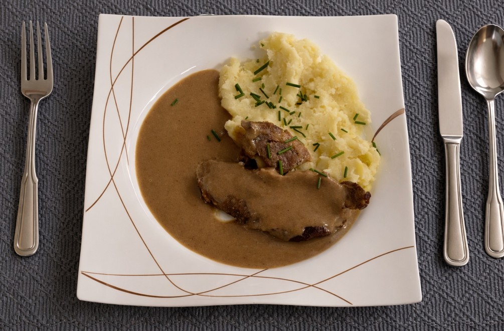 Pečená krkovička na pive so šťuchanými zemiakmi