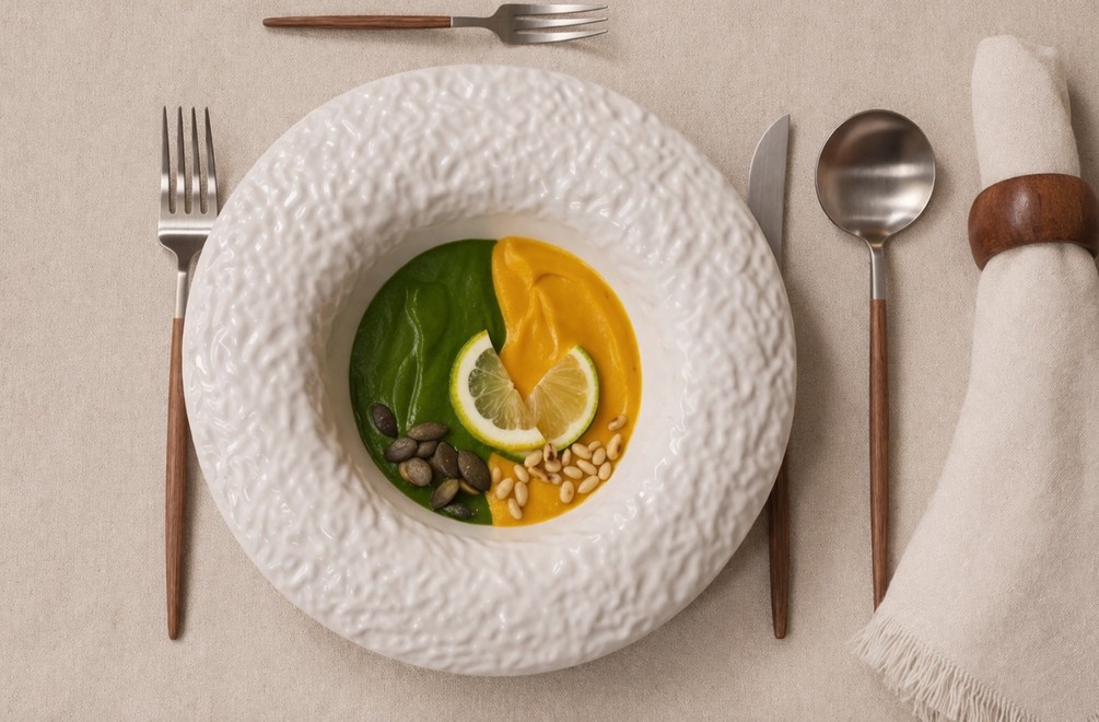 Tekvicová a špenátová polievka