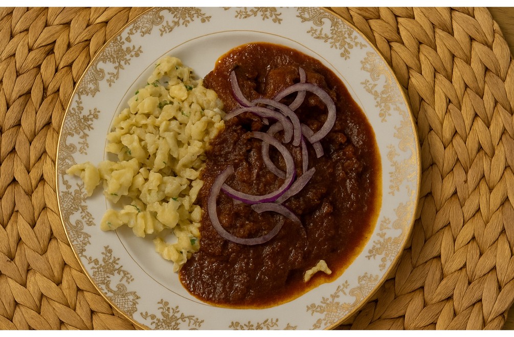 HLAVNÉ JEDLO - Hovädzí guláš s bylinkovými haluškami