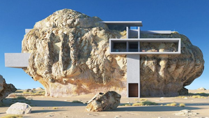 Architekt navrhol minimalistický moderný dom vnútri starobylej skaly