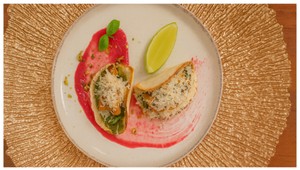 PREDJEDLO - Tacos s kuracím mäsom na indický spôsob, malinové pyré