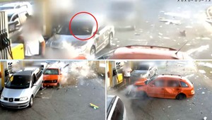 VIDEO: Hrozivo vyzerajúca nehoda na čerpacej stanici. Vodič v plnej rýchlosti narazil do auta, v ktorom bolo dieťa