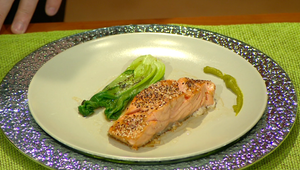 Losos s teriyaki a wasabi pyré