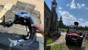 Cyklistku v horách zasiahol blesk. Záchranári zverejnili fotografiu poškodenej prilby