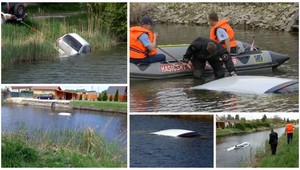 Kuriózna záchranná akcia v Komárne, auto skončilo dvakrát v kanáli
