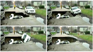 Nebezpečné parkovanie. Pod autami sa prepadla cesta