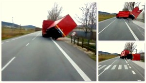 AUTENTICKÉ VIDEO. Čo dokáže vietor s kamiónom