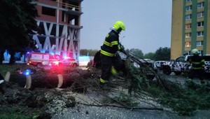 Prešovom sa prehnala silná búrka: Strom spadol na autá, vietor poškodil aj stavenisko