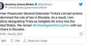 USA reagujú na korupciu na Slovensku: Do krajiny nemôže vstúpiť Dobroslav Trnka a jeho syn