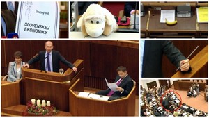 Učebné pomôcky našich politikov? Banán, guľa, klince, striekačky...