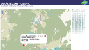 Na Slovensku bolo zemetrasenie v okolí Handlovej