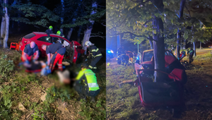 Nočná nehoda v Bratislave si vyžiadala päť zranených. Auto čelne narazilo do stromu