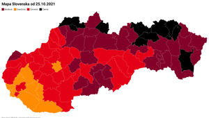 Covid automat: Slovensko opäť mení farbu. Od pondelka budeme mať 10 čiernych okresov