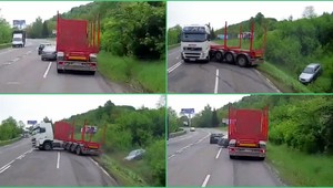 Auto sa zrazilo s kamiónom. Nehodu zachytila kamera