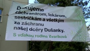 Transparent pri nemocnici. Poďakovanie za záchranu života