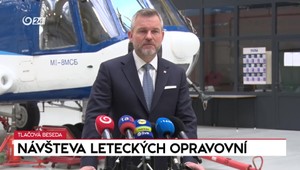 Tlačová beseda prezidenta Pellegriniho po návšteve Leteckých opravovní Trenčín