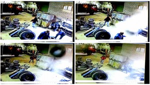 VIDEO. Pneumatika explodovala pod nohami automechanika