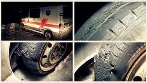 V akých sanitkách nás to vozia? Defekt, pneumatiky bez dezénu...