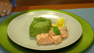 Pošírovaný losos, hráškové pyré s mätou