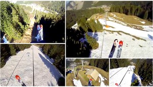 Parádny kúsok! Lyžiar zišiel zjazdovku po kábloch lanovky