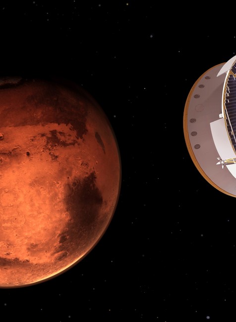 Ilustrácia pristátia na Marse