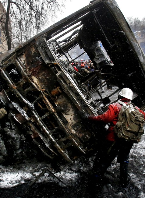 kyjev demonštranti autobus