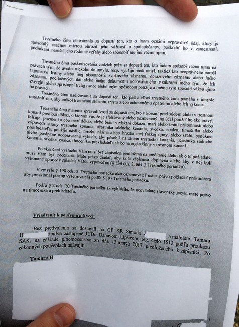 Trestné oznámenie Simony na Čistý deň 1