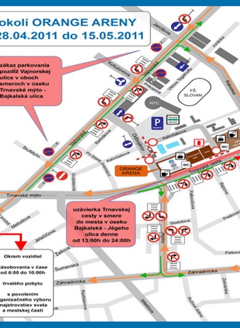 Organizácia dopravy v okolí Orange Arény