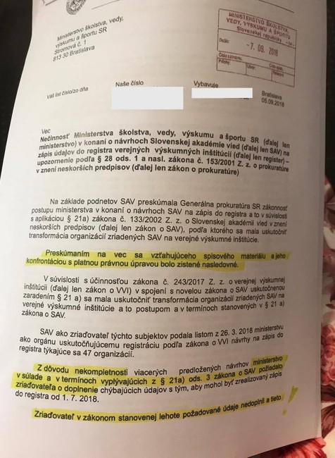 Rozhodnutie prokuratúry SAV