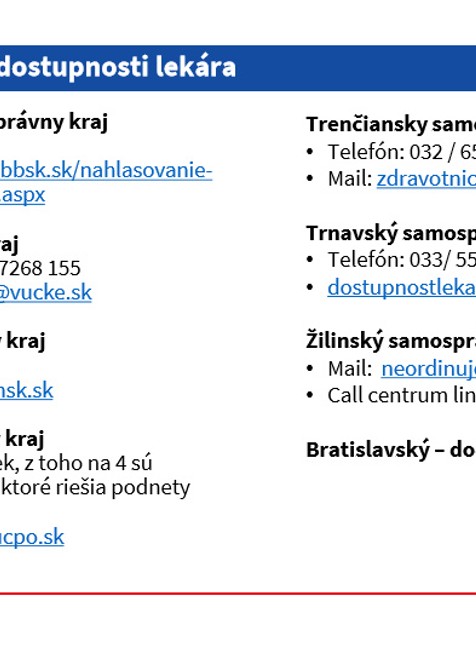 VÚC: Nahlásenie nedostupnosti lekára