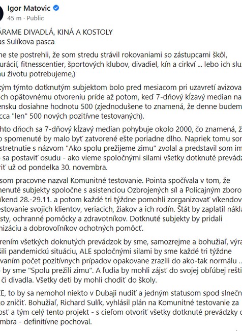 Igor Matovič kritizuje Richarda Sulíka 