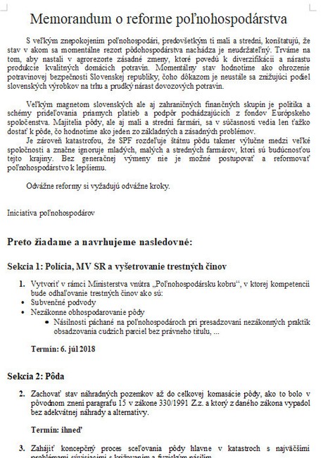 Memorandum o reforme poľnohospodárstva 
