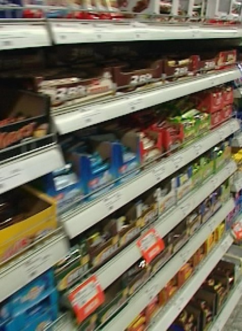 Potraviny regále v obchode