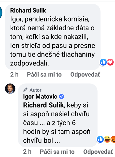 Matovič si so Sulíkom nechávali odkazy na sociálnej sieti 