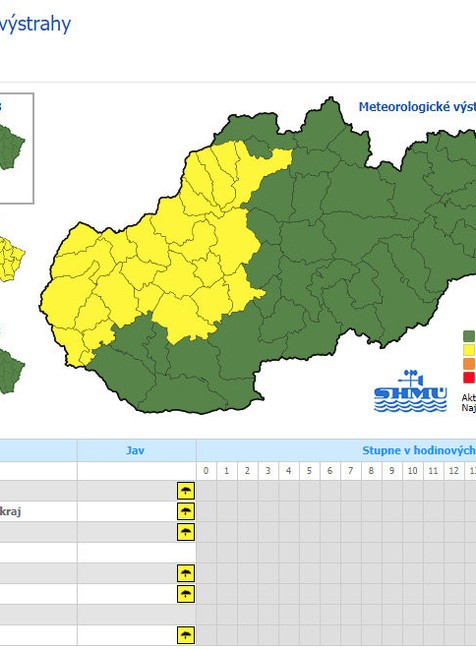 výstraha na štvrtok 