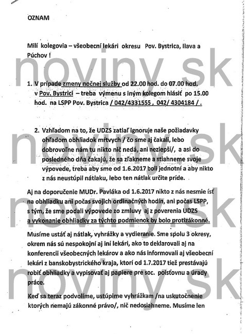 list lekári Považie obhliadanie 1