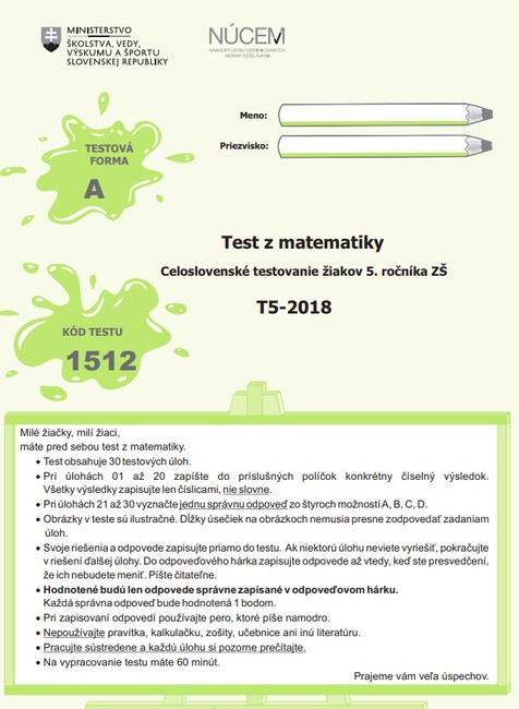Testovanie žiakov 5. ročníka - Matematika