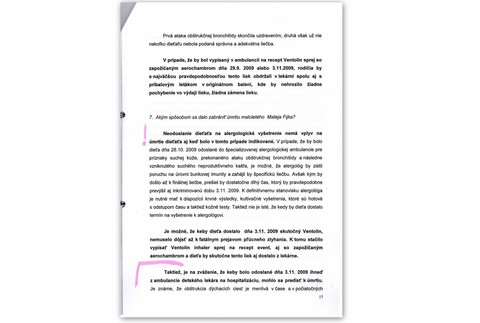 Matejko smrť:posudok znalkyne 17