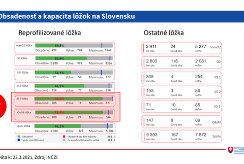 Obsadenosť a kapacita lôžok na Slovensku